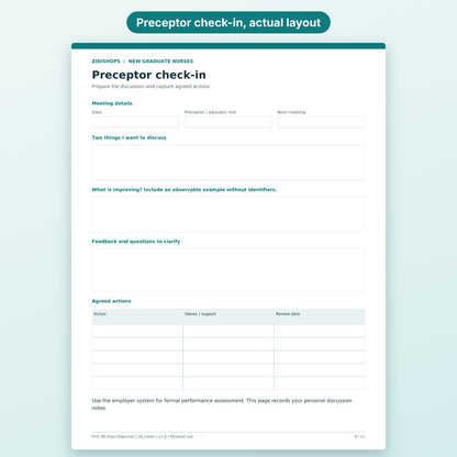 Preceptor check-in page